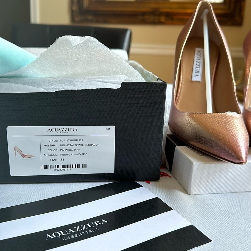 Aquazzura purist pump Minimetal snake degrade in paradise pink size 38